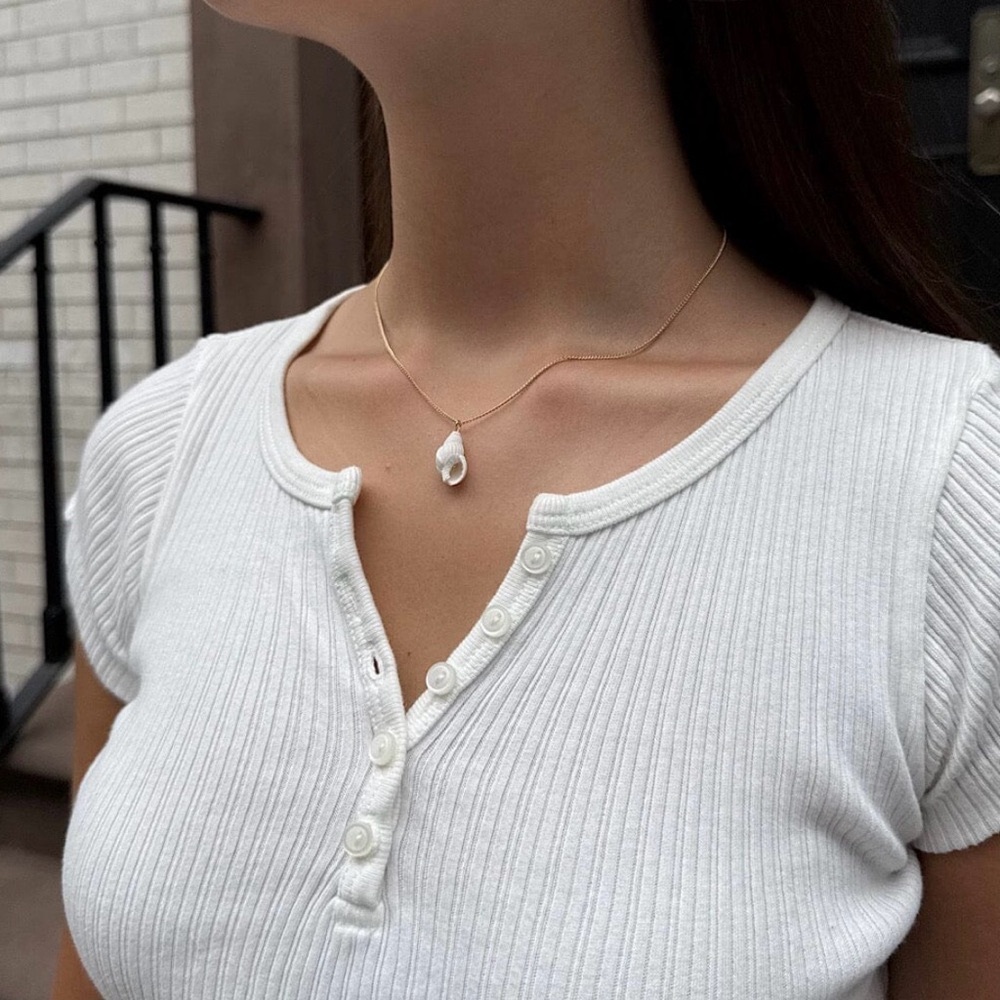 Brandy Melville Gold Chain with White Pendant Necklace